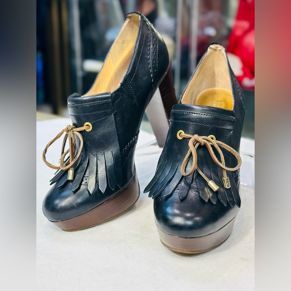 Sperry Black Leather Platform Shoes size 8M